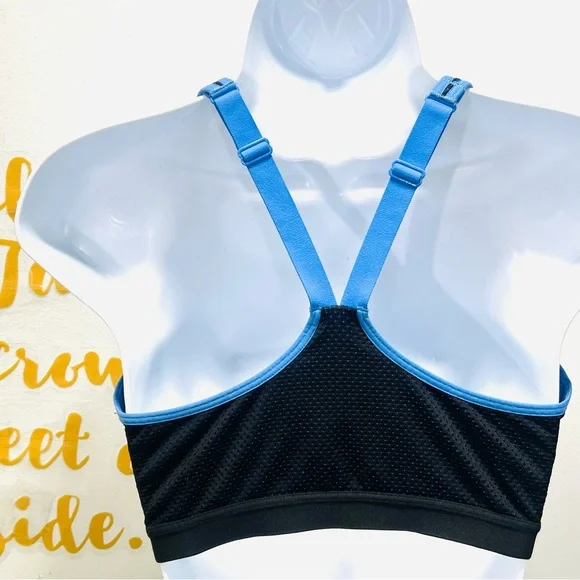 VICTORA’S SECRET X SPORT Blue Black Racerback Underwire Zip Front Sports… - Picture 5 of 14